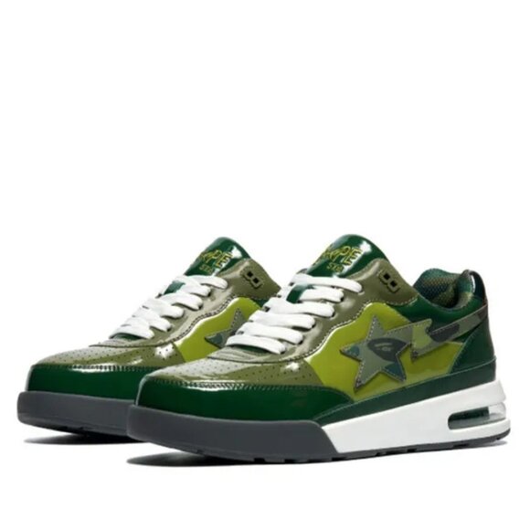 A Bathing Ape Bape Road Sta Patent Leather Green Shoes - Picture 2 of 3